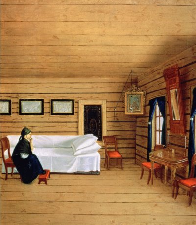 Interior with a Seated Woman by Russian School